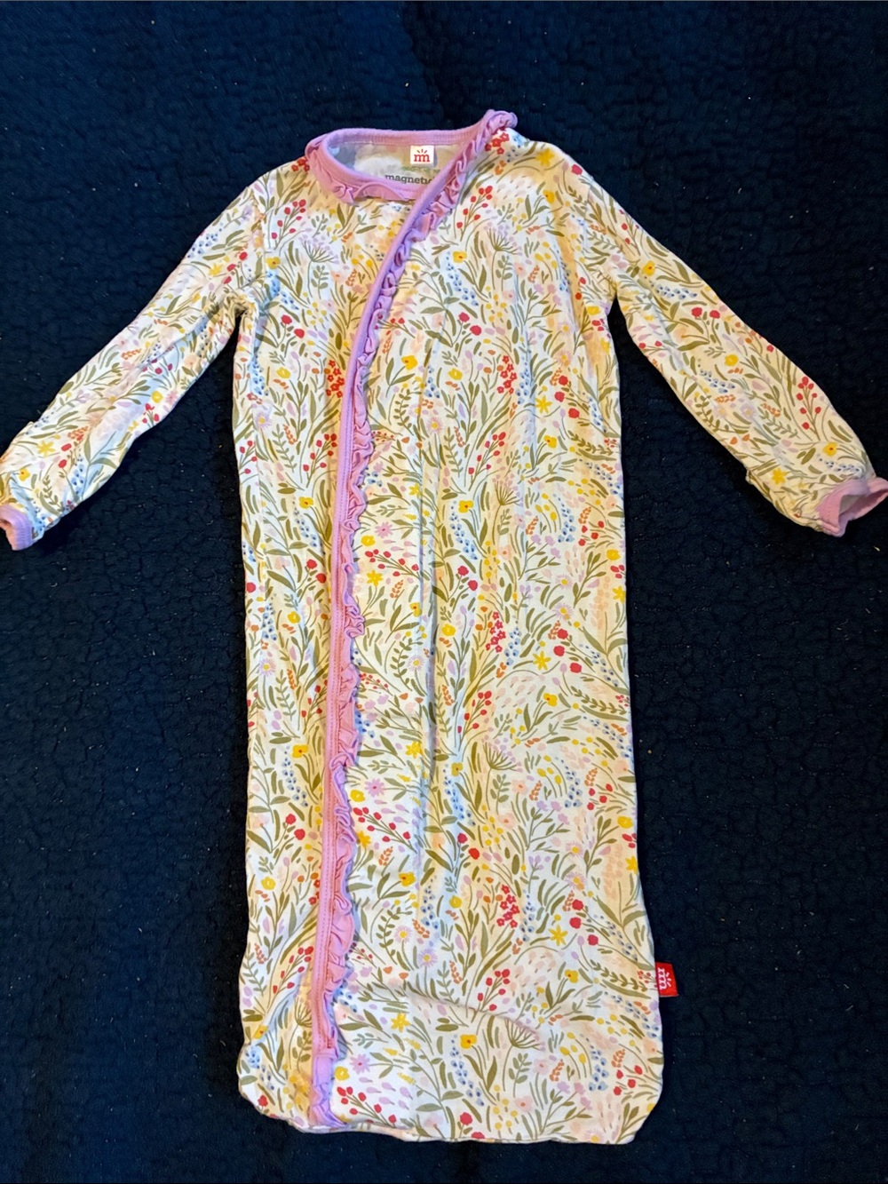 Magnetic Me Floral Sleep Sack gown with Pink Trim - Girls